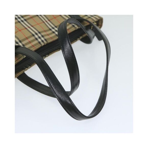 Pre Loved BURBERRY Beige Check Tote Classic Style Handbag Womens Bag - Picture 7 of 8